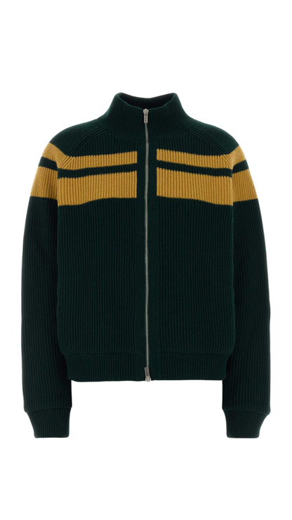Cotton Cardigan in Green/Yellow