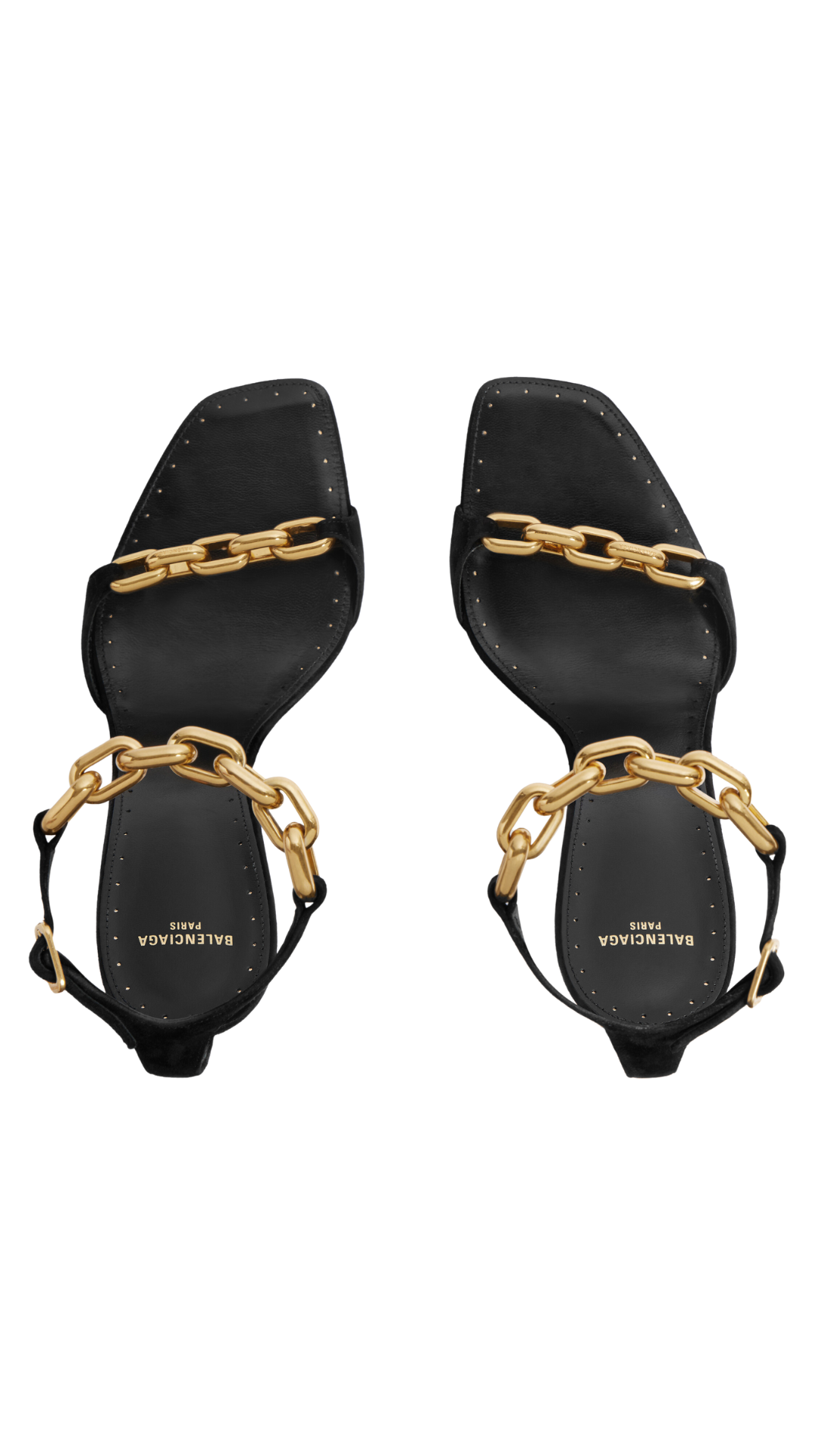 Duchesse Sandal suede Goatskin with Gold Chains in Black