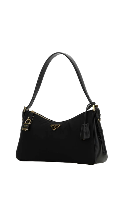Aimée Large Nylon Shoulder Bag in Black