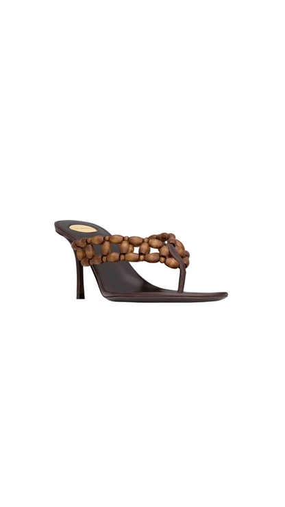 Zina Sandals in Paris Brown Wooden Beads