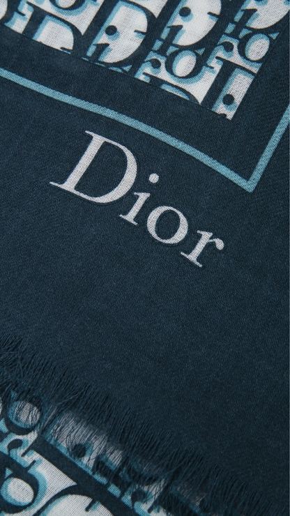 Oblique Maxi Stole in Blue Cashmere