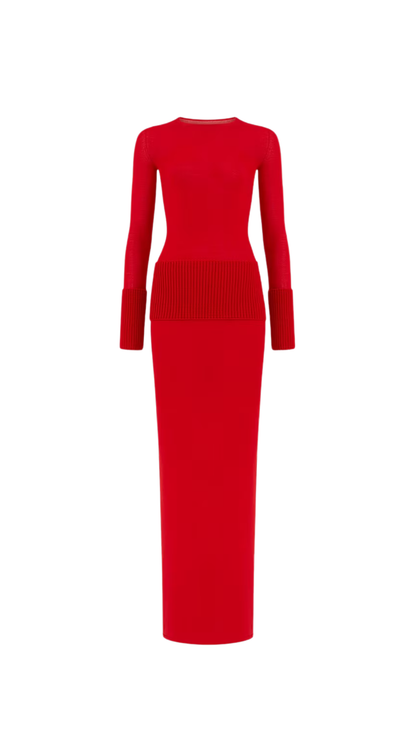 Merino Bodycon Dress in Red