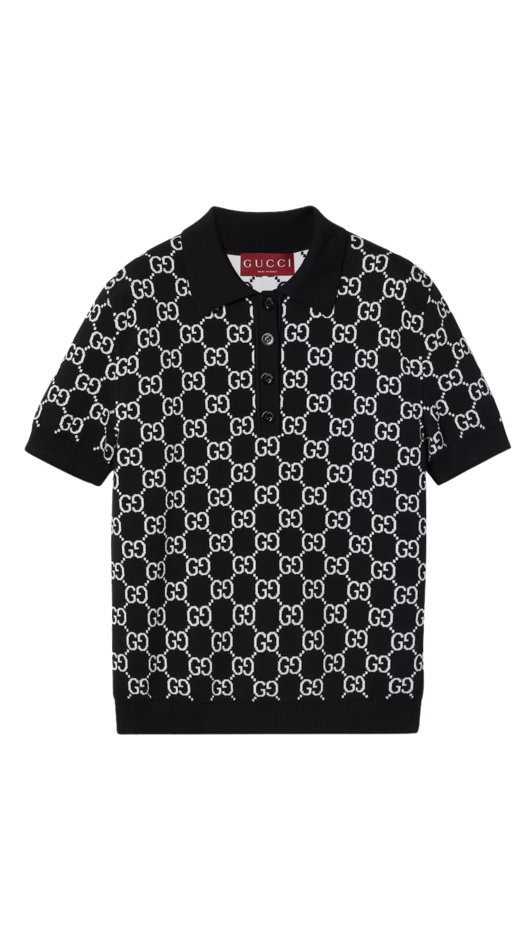 Polo de Jacquard de Lana con GG Reversible en Negro