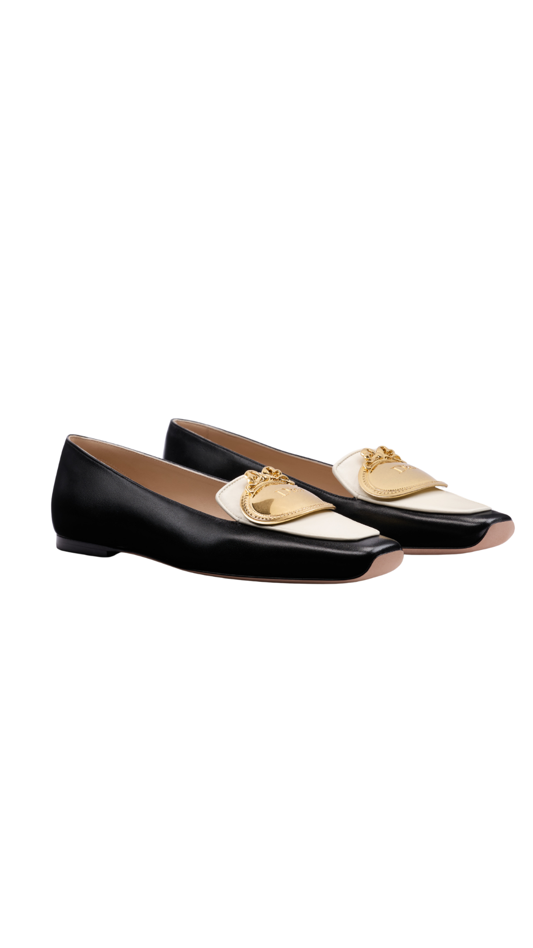 Médaillon Loafer in Black and White Lambskin