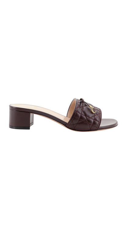 Dior Cannage Sandal With Lambskin Heel in Burgundy