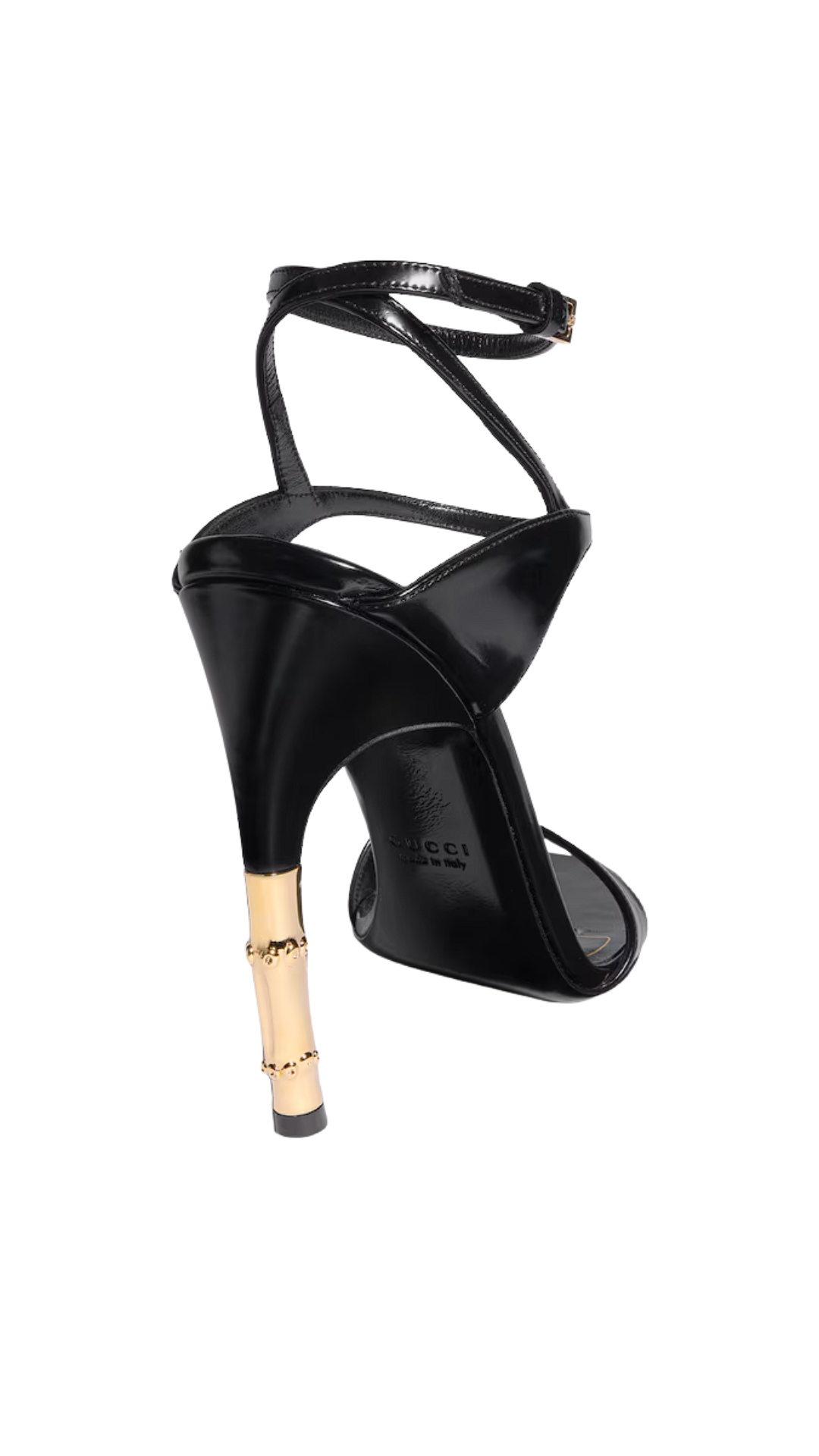 Castello Sandal in Black Soft Shiny Leather