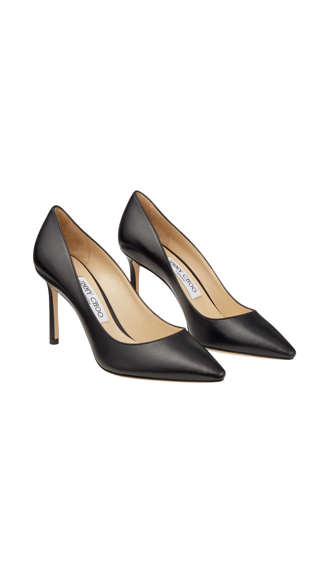 Romy 85 in Black Kid Leather Pointy Toe Pumps
