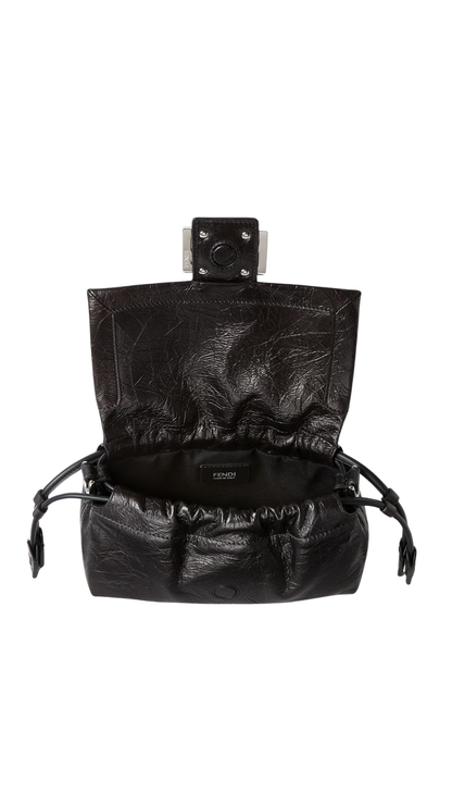 Baguette® Soft Small in Black Crackled Leather Mini-Bag