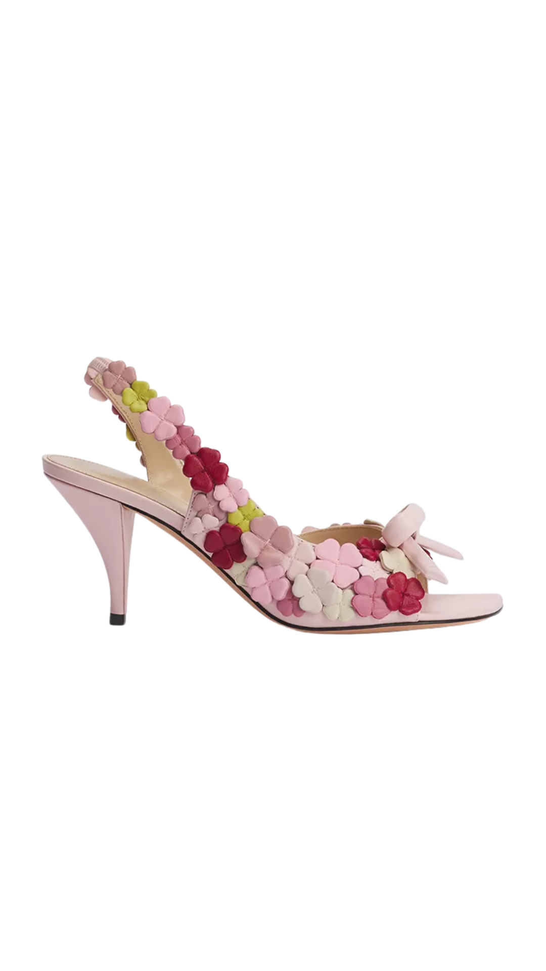 Bow Heeled Slingback Sandal Pink Fairytale Dior Clover Allover Embroidered Lambskin