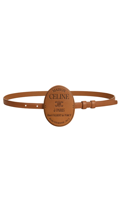 Maison Celine Belt 13mm Covered in Tan/Black Smooth Calfskin