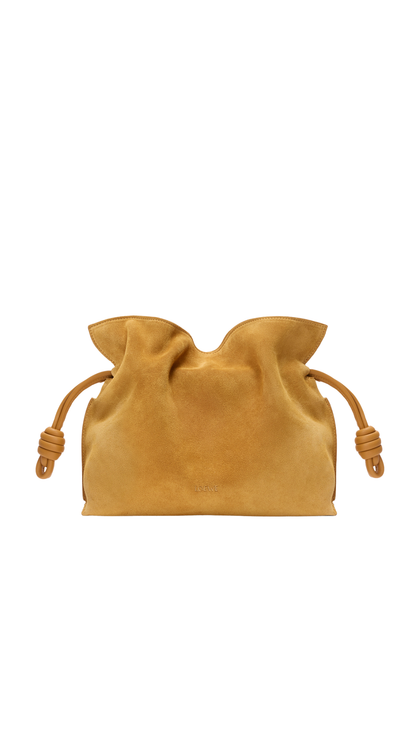 Medium Flamenco Clutch in Ochre Suede