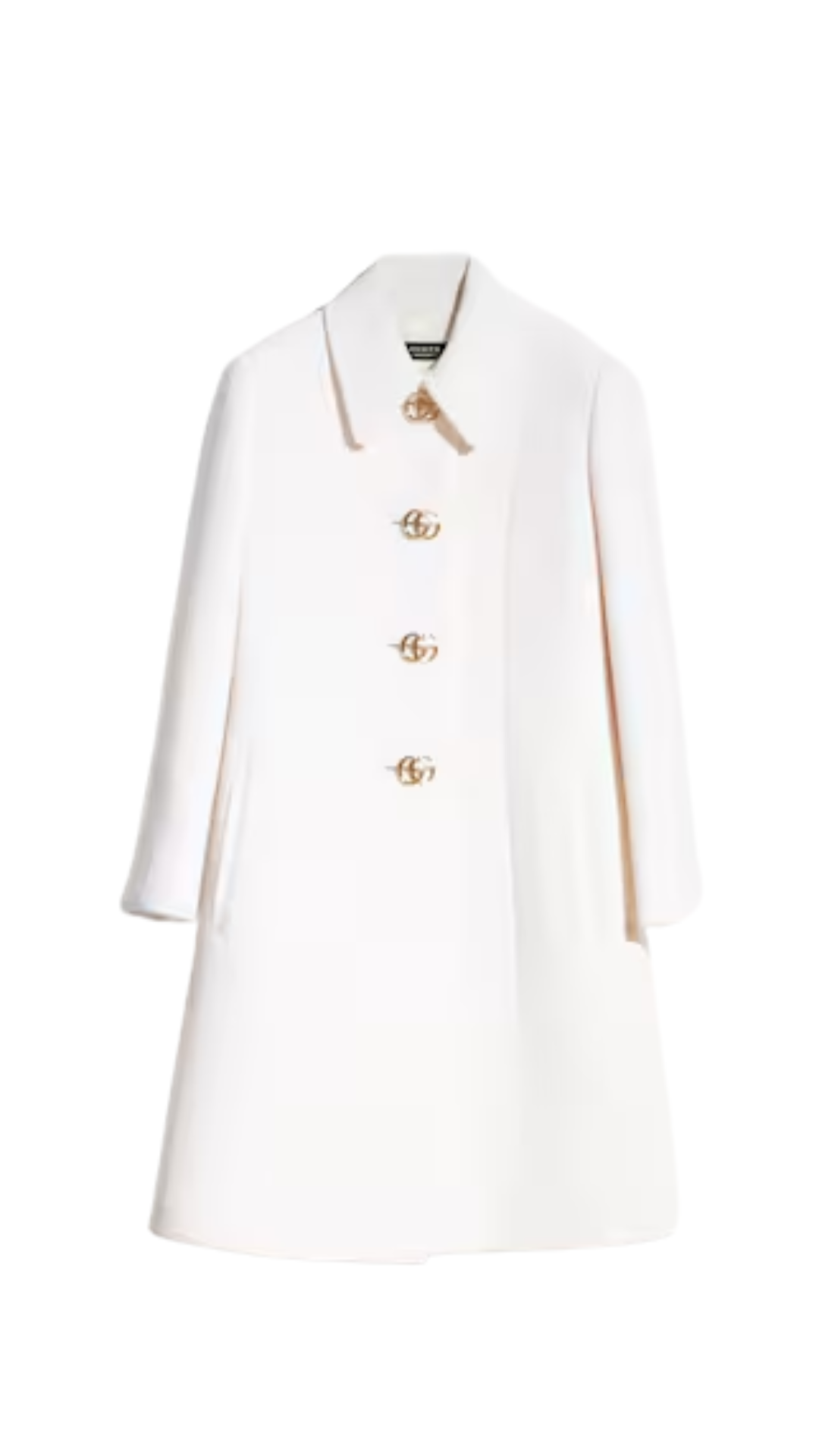 Wool Natté Coat with Double G Button in White