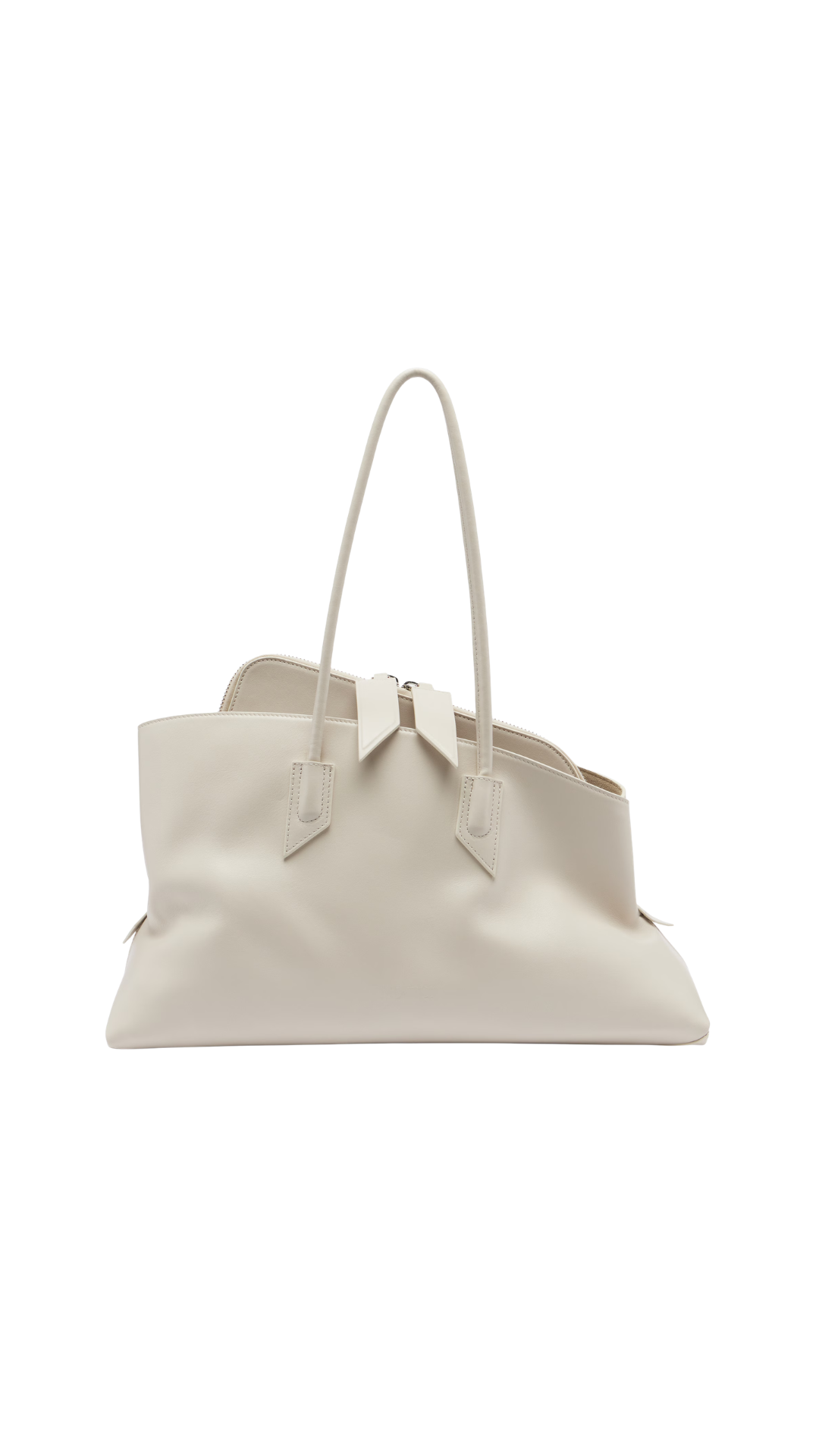 La Passeggiata Medium Leather Tote Bag in White