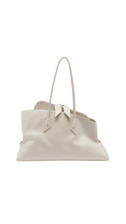 La Passeggiata Medium Leather Tote Bag in White