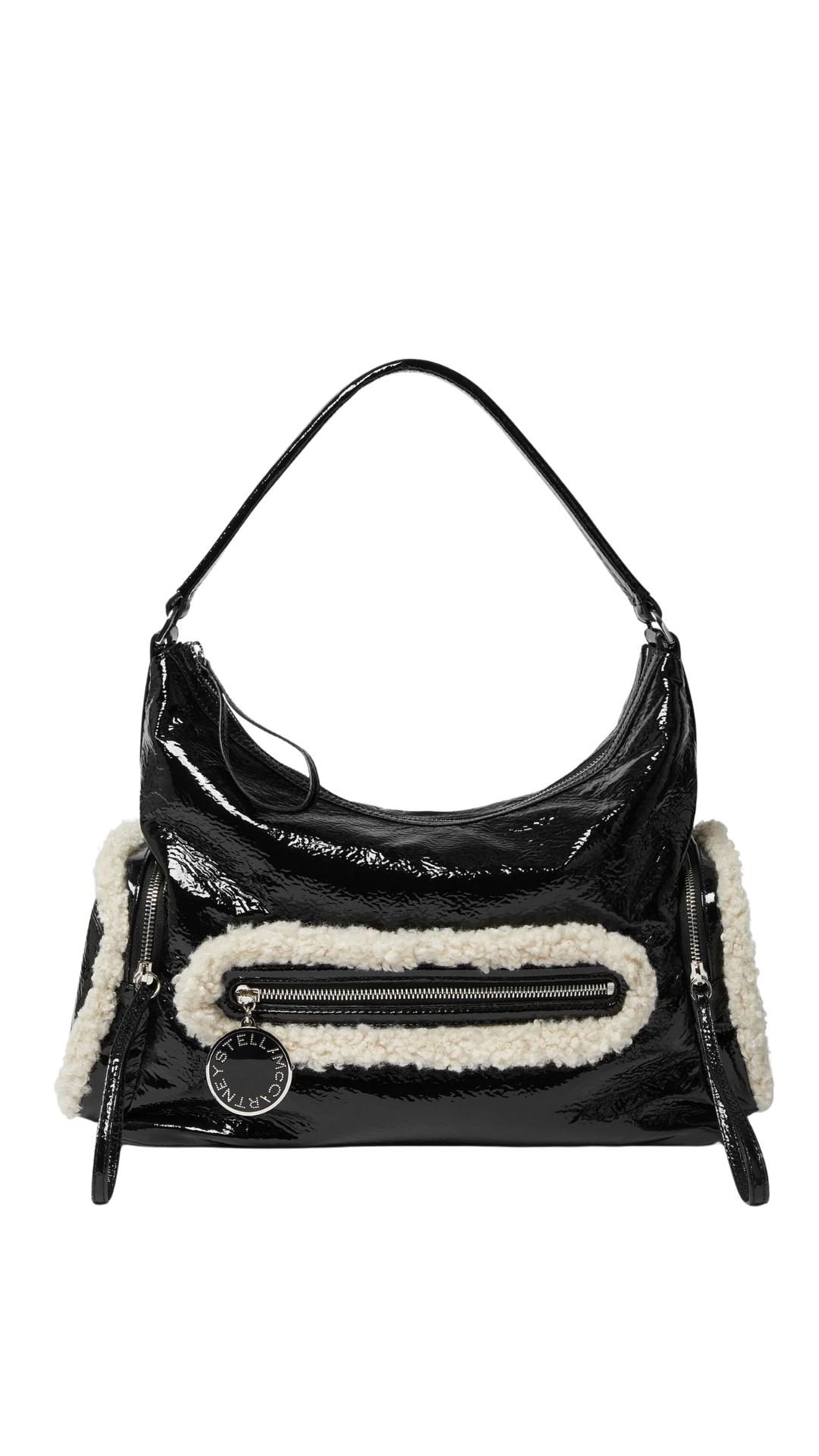 Dartmoor Cracked Patent Shoulder Bag in Black