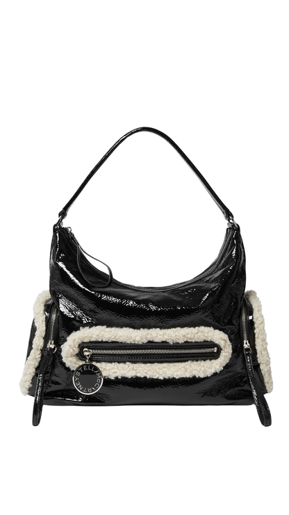 Dartmoor Cracked Patent Shoulder Bag in Black