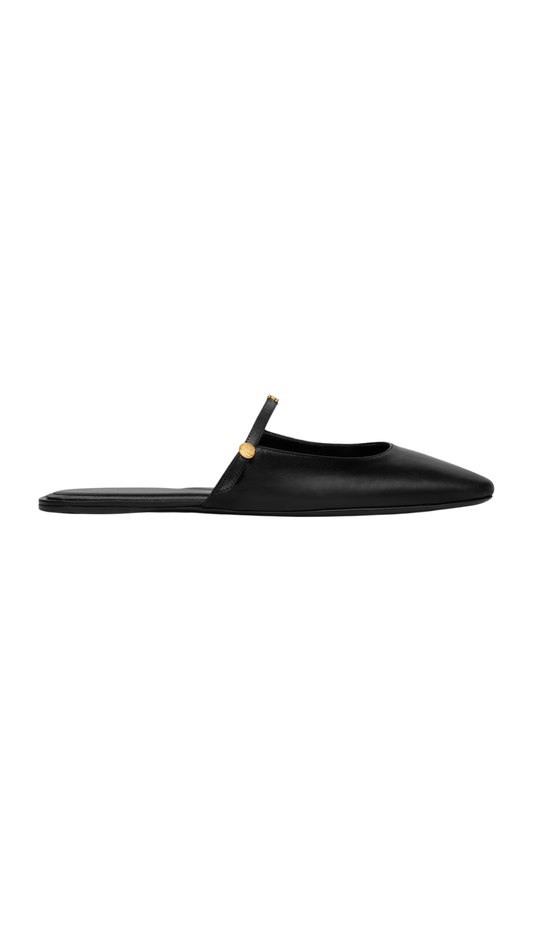 Macaron Mule in Black Goatskin
