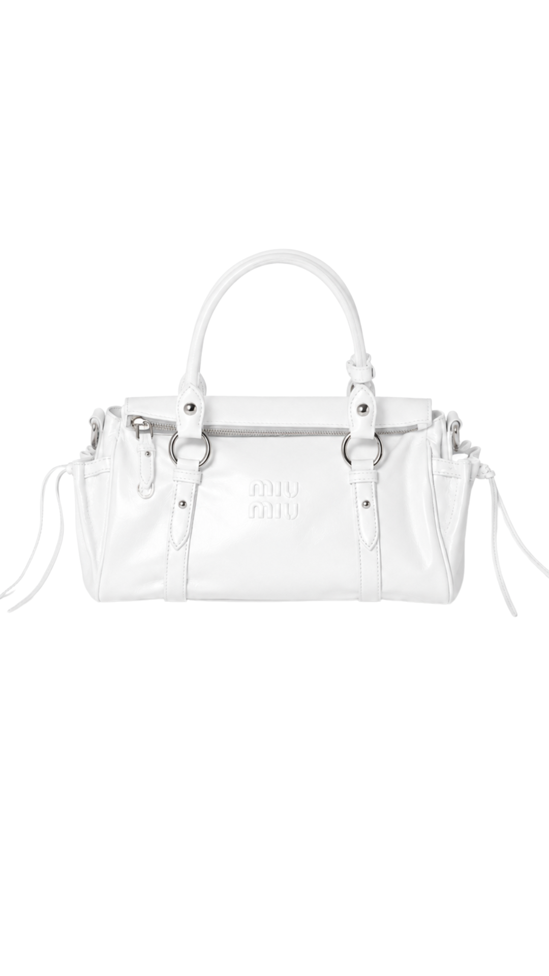 Glossy Leather Handbag in White