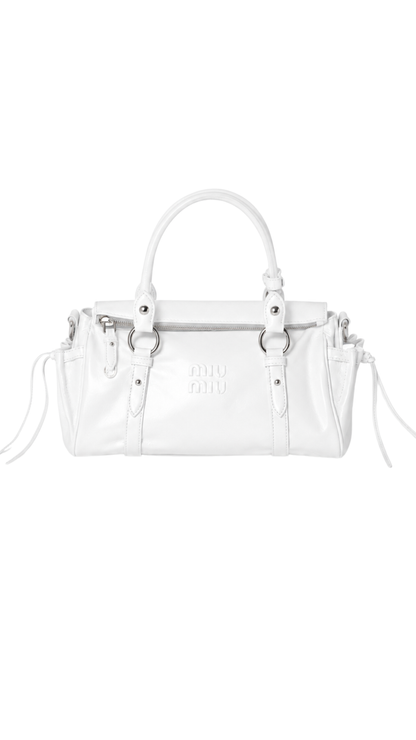 Glossy Leather Handbag in White