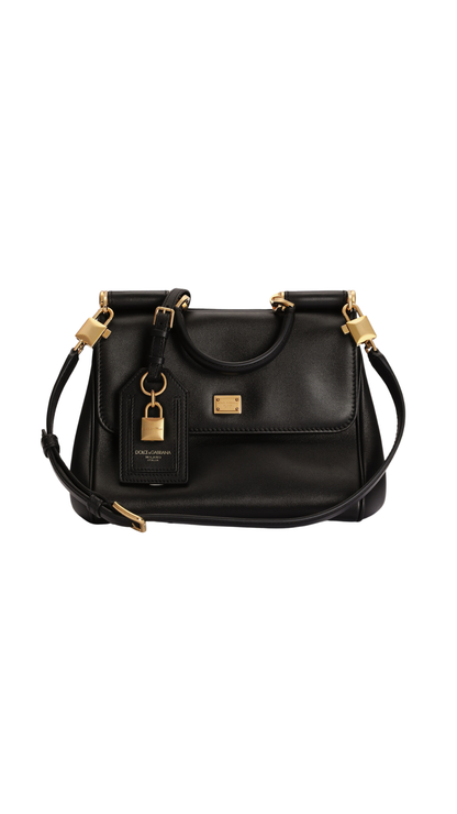 Small My Sicily Handbag in Black Plongé Calfskin