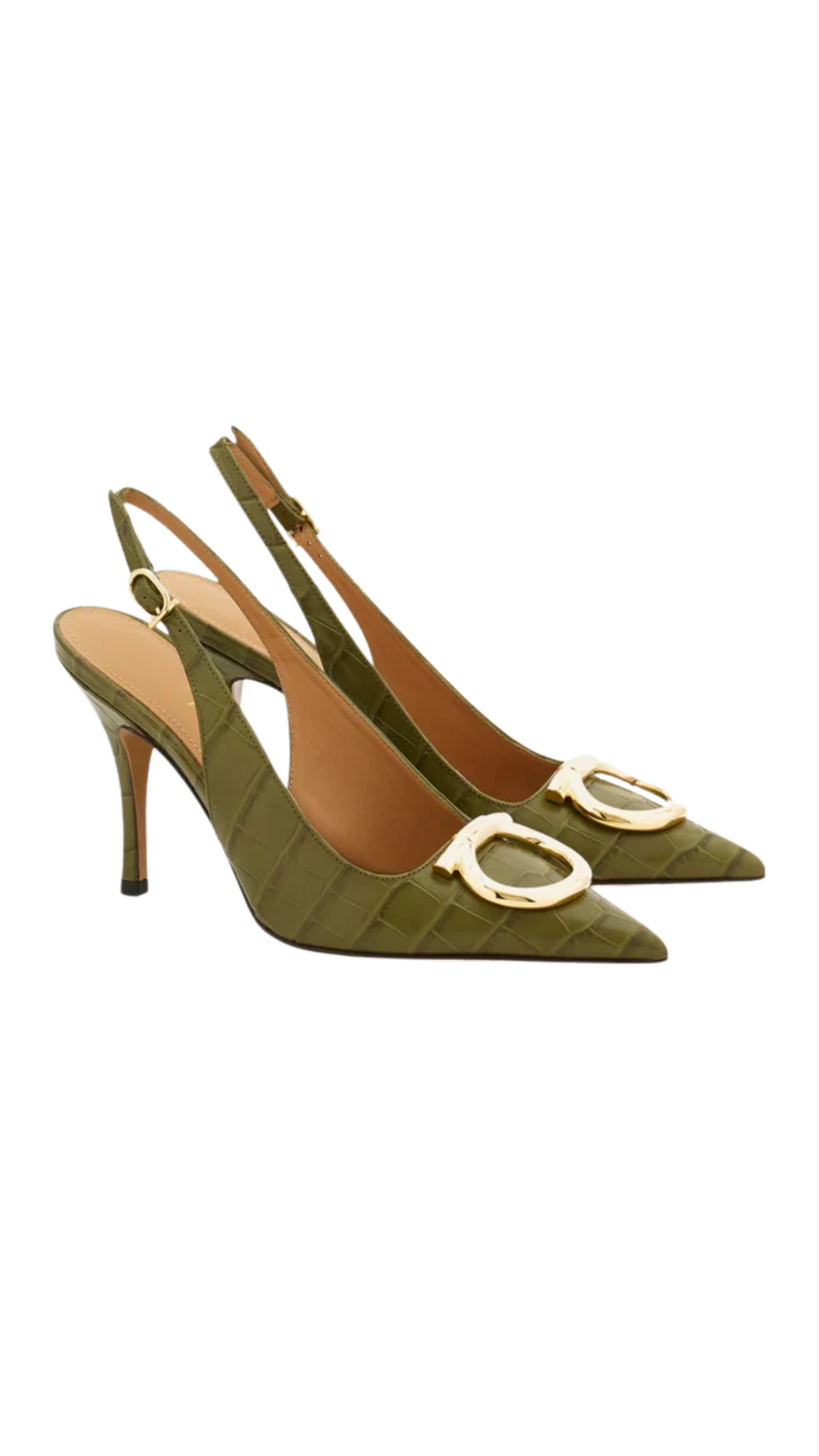 Slingbacks Maxi Gancini in Verde Oliva