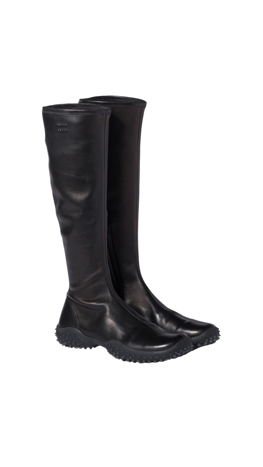 Stretch Nappa Leather Boots in Black