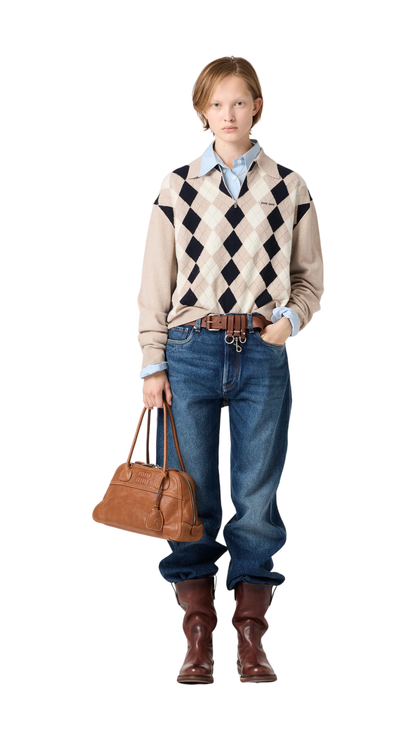 Cashmere Polo Sweater in Beige