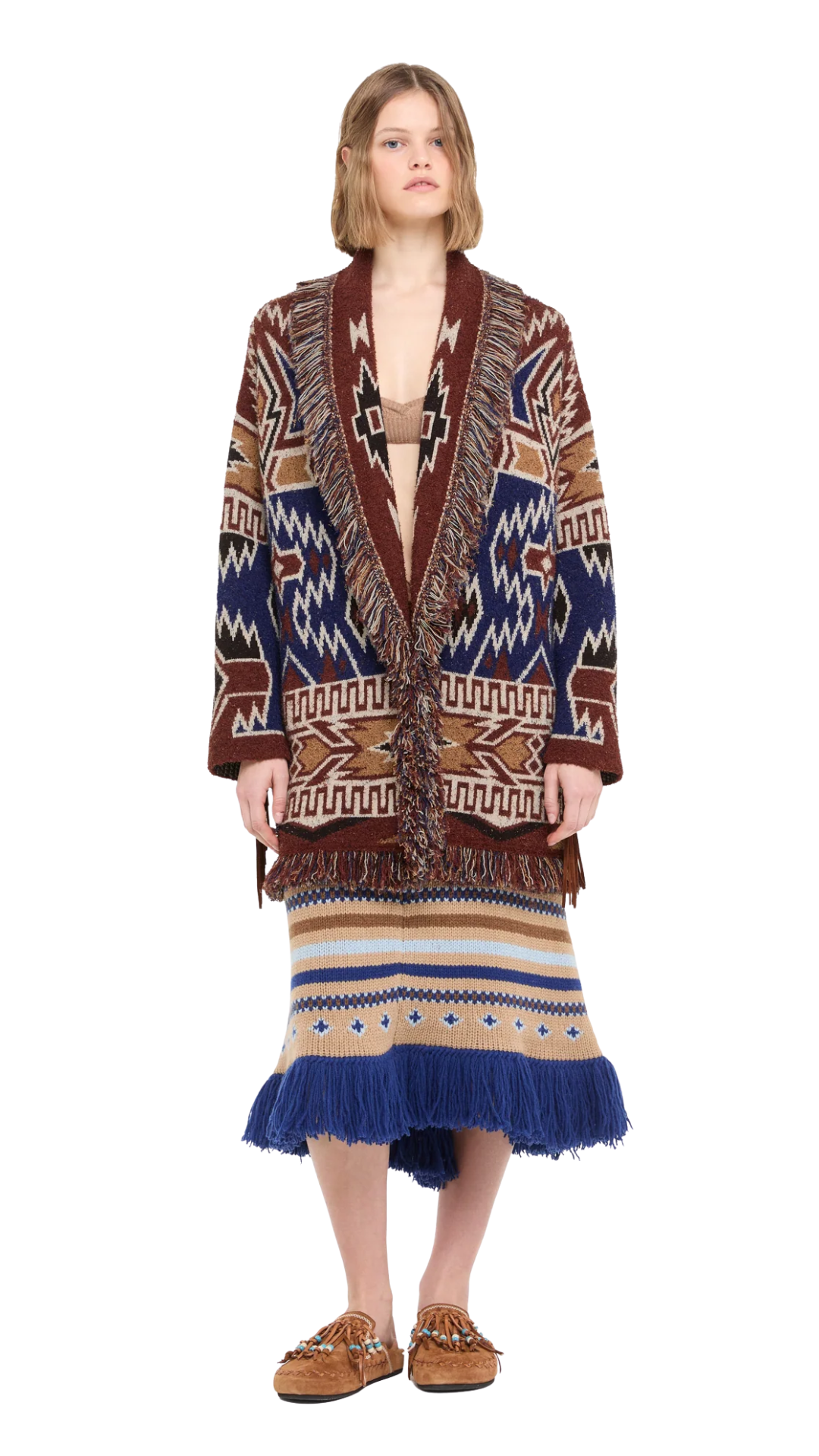 The Amazing Journey Cardigan in Night Blue/Tabacco