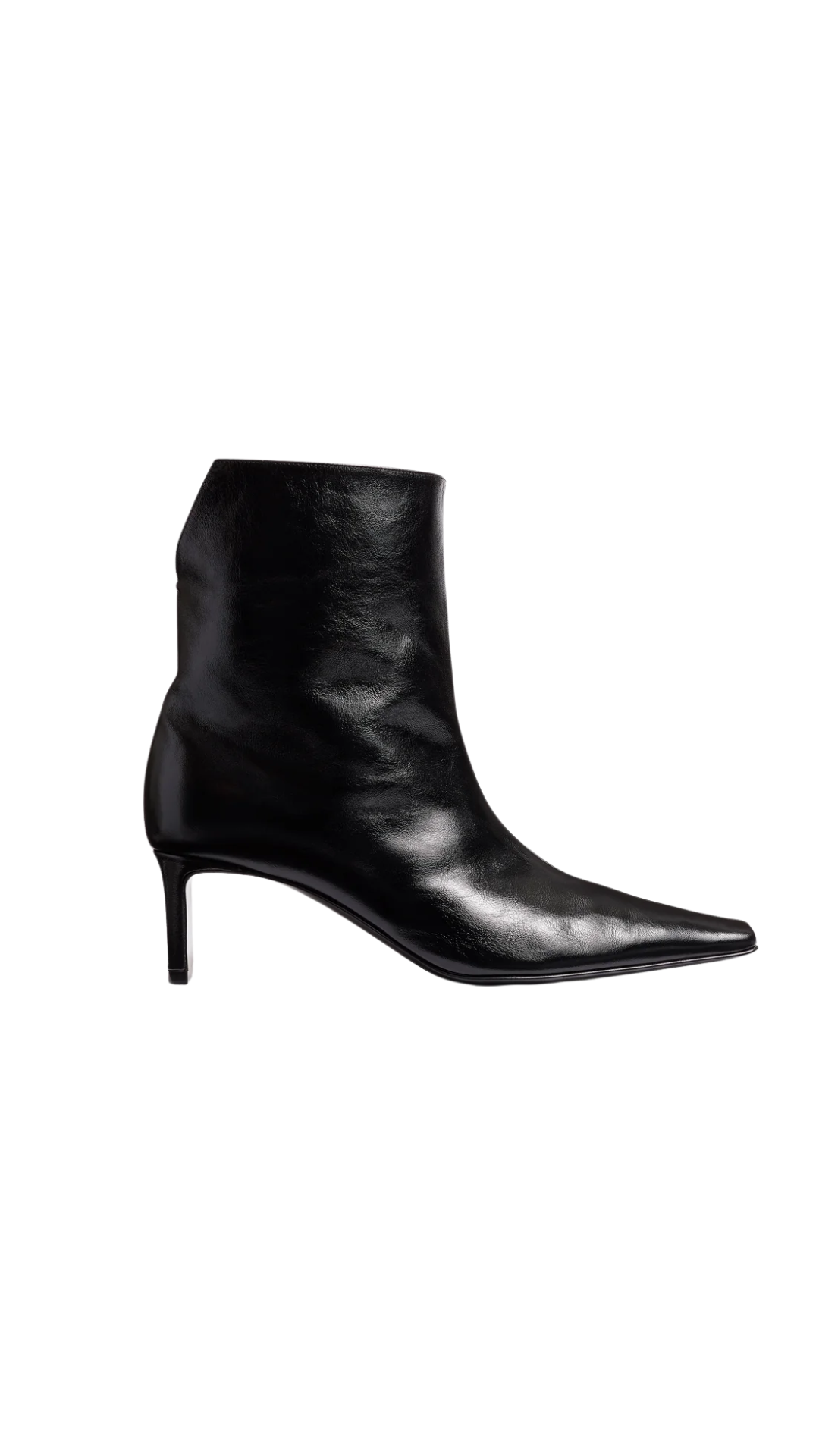 Ona Ankle Boot in Black Glazed Leather