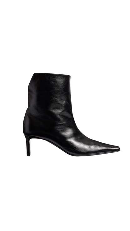 Ona Ankle Boot in Black Glazed Leather