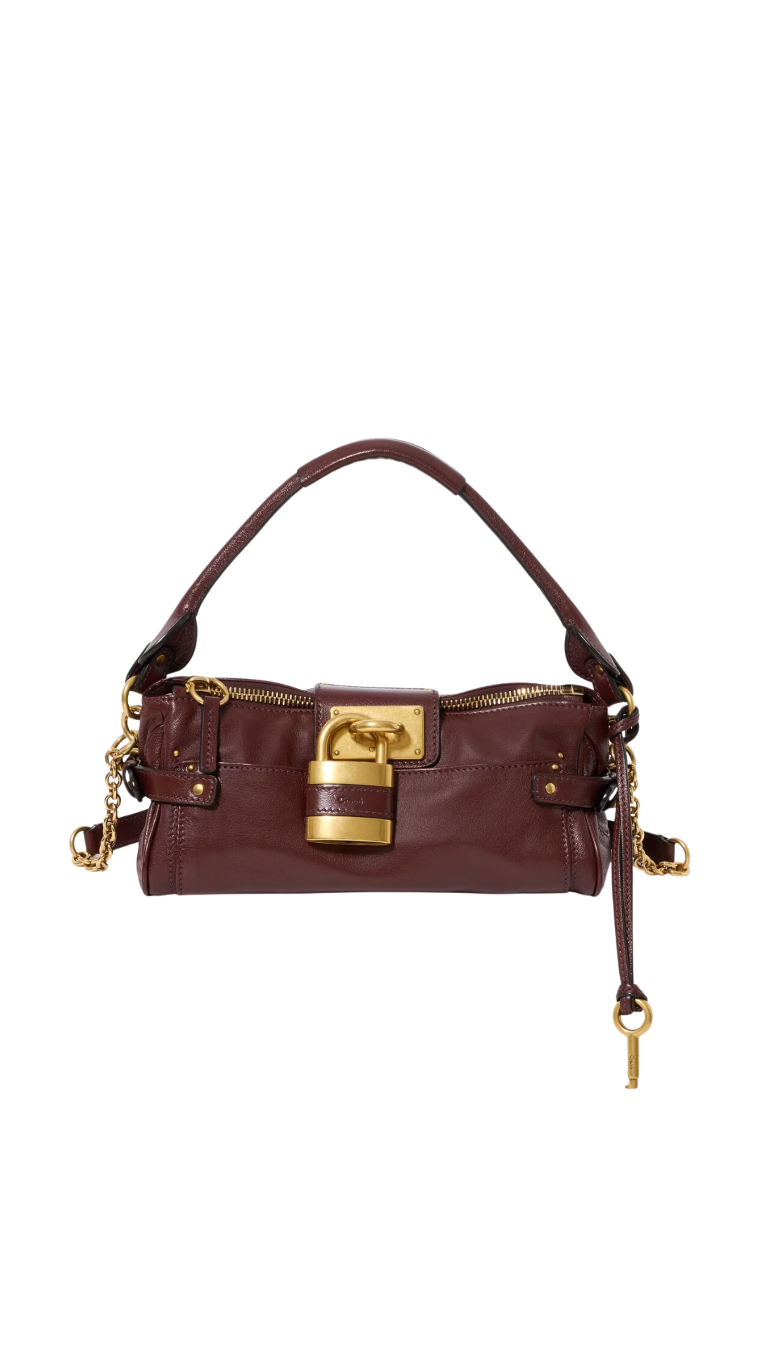 Small Paddington Bag with Strap in Crafty Brown Grained Leather
