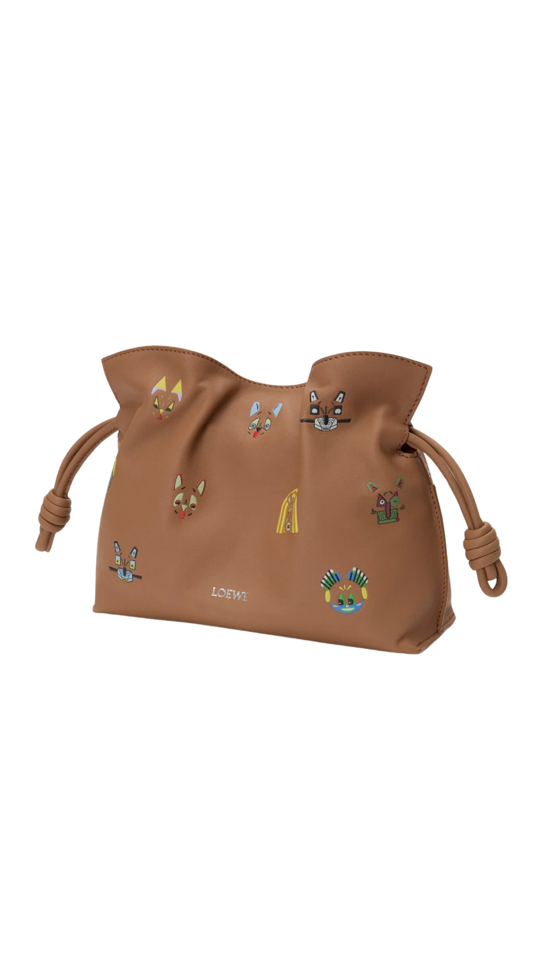 Cats Mini Flamenco Clutch in Mocha Nappa Calfskin