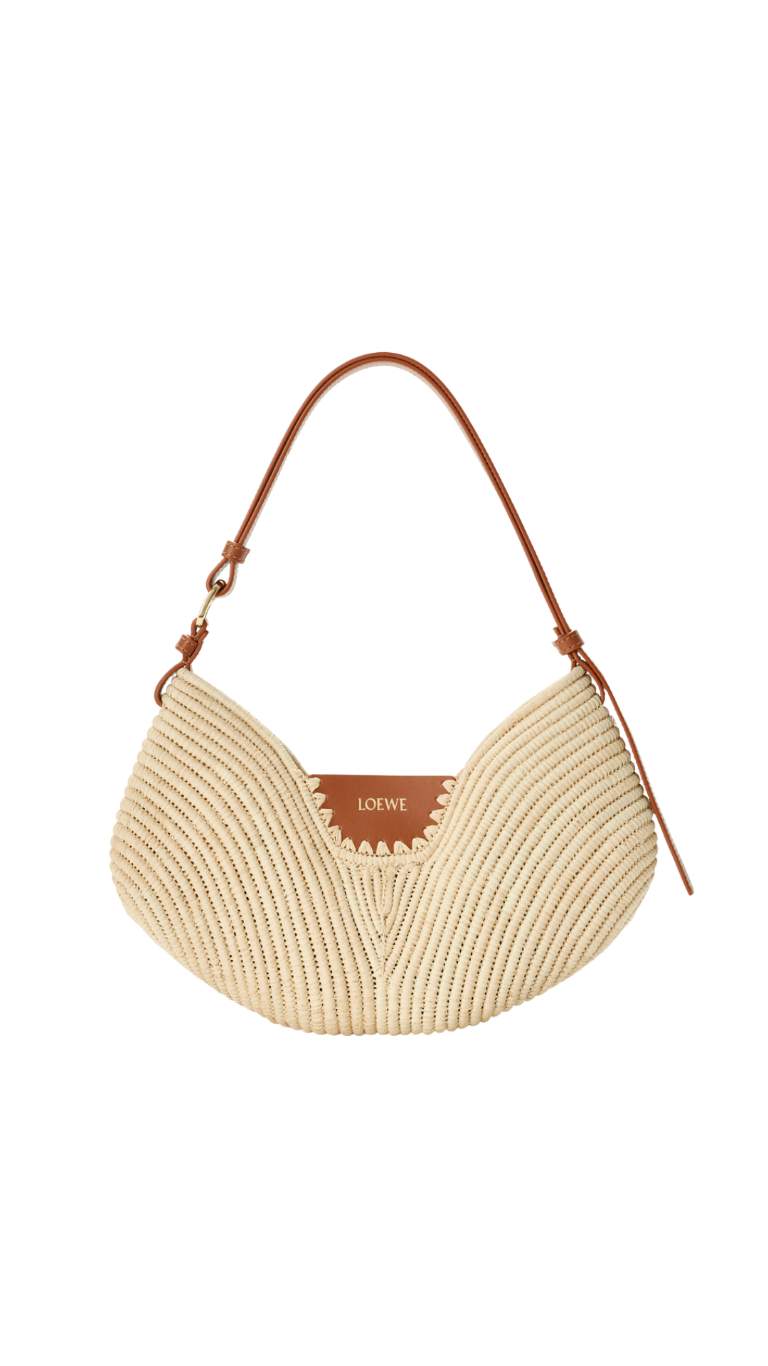 Medium Loewe Swing Bag in Natural/Tan Raffia and Calfskin