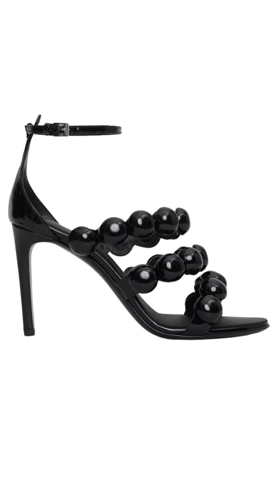 Sphere Sandals in Patent Leather Black