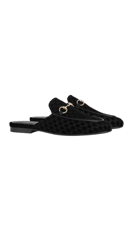 Women's Princetown Slipper in Variation Black GG Velvet