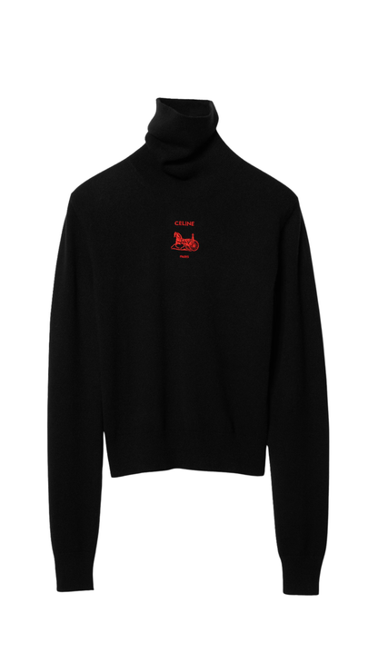 Turtleneck Sweater in Black Cashmere