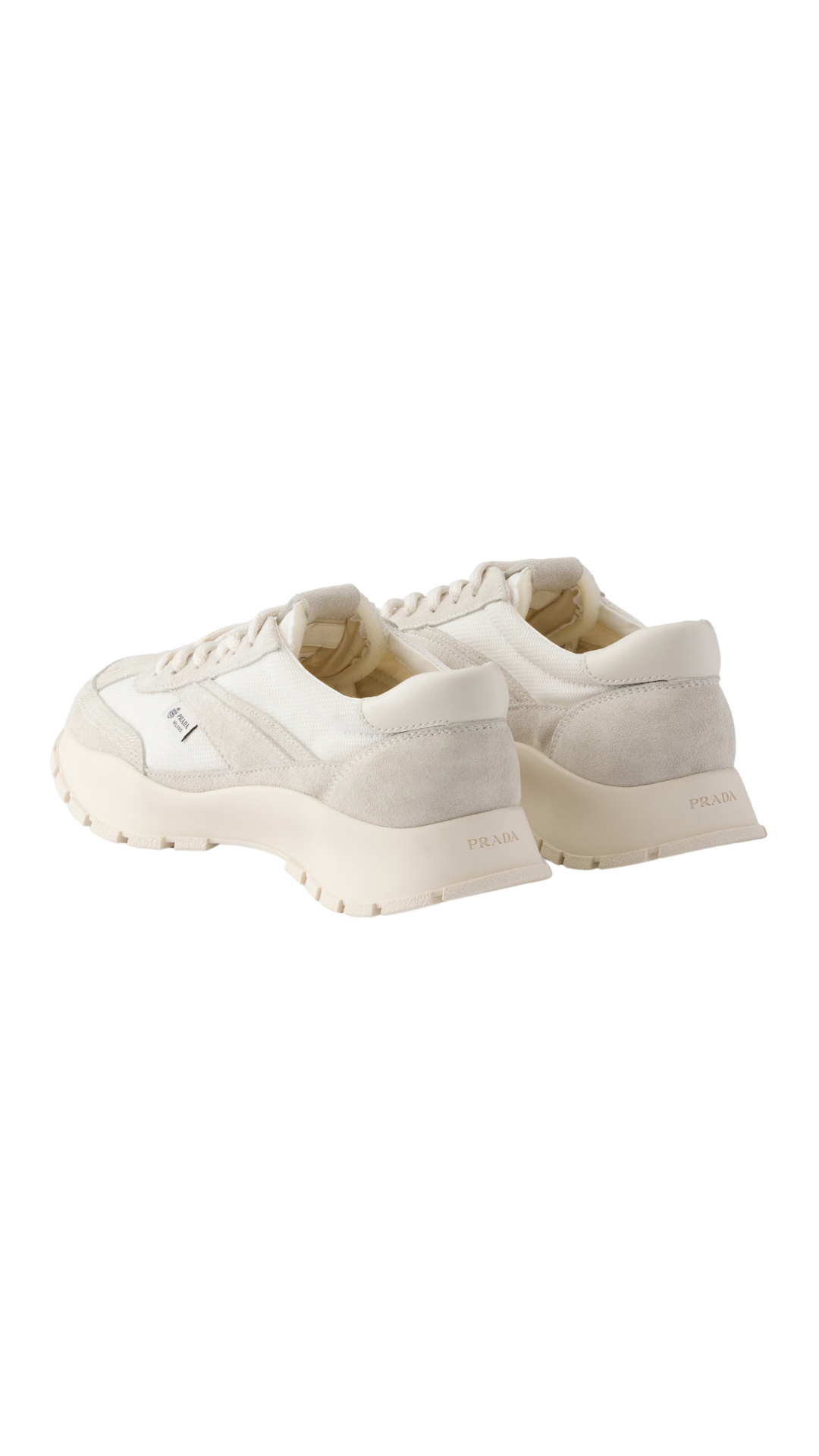 Mesh Fabric and Suede Sneakers in White