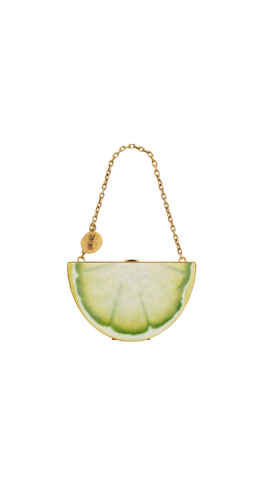 Evening Mini Lemon Clutch In Yellow Multicolor Resin
