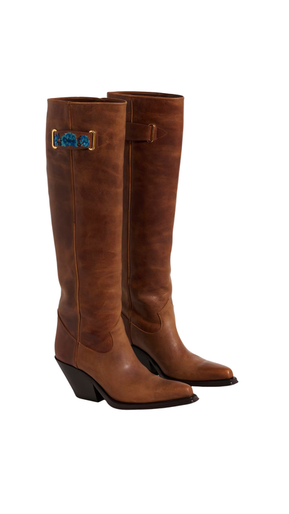 Azelan Cowboy Boots in Brown Leather