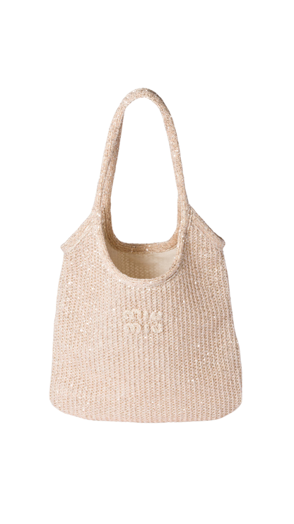 Ivy sequin mesh bag in Powder Pink