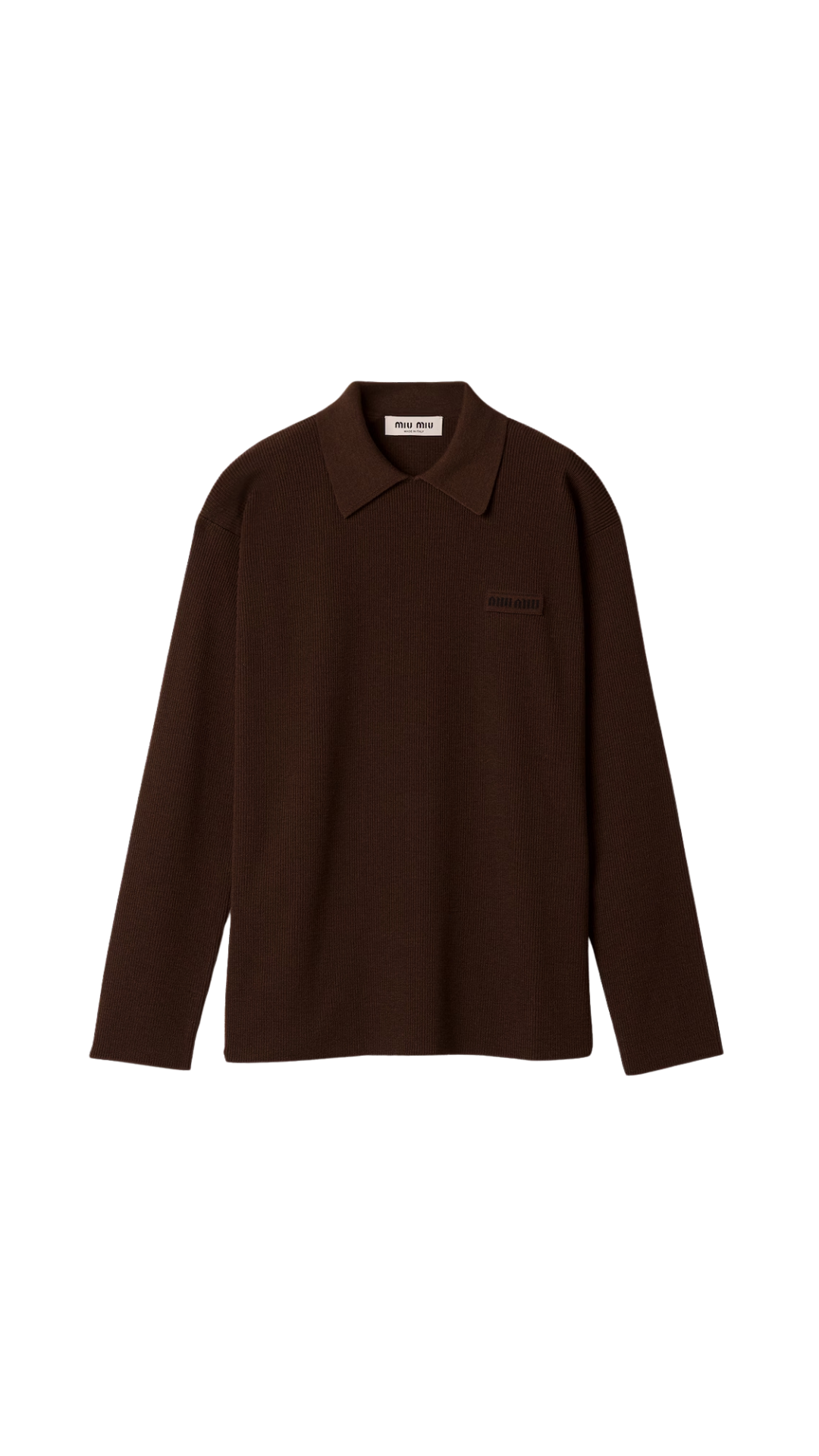 Wool Polo Sweater in Cocoa Brown