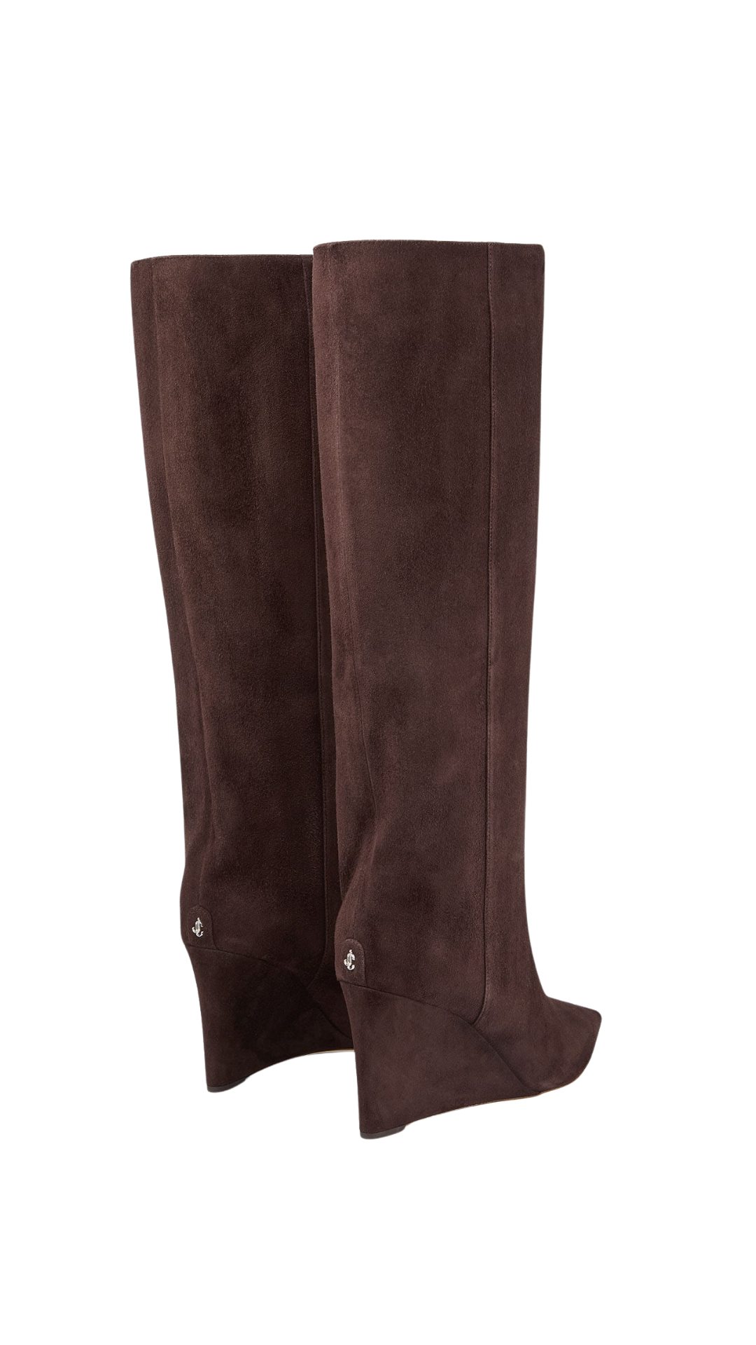 Blake Knee Boot 85 in Chocolate Suede Knee-High Boots with Wedge Heel