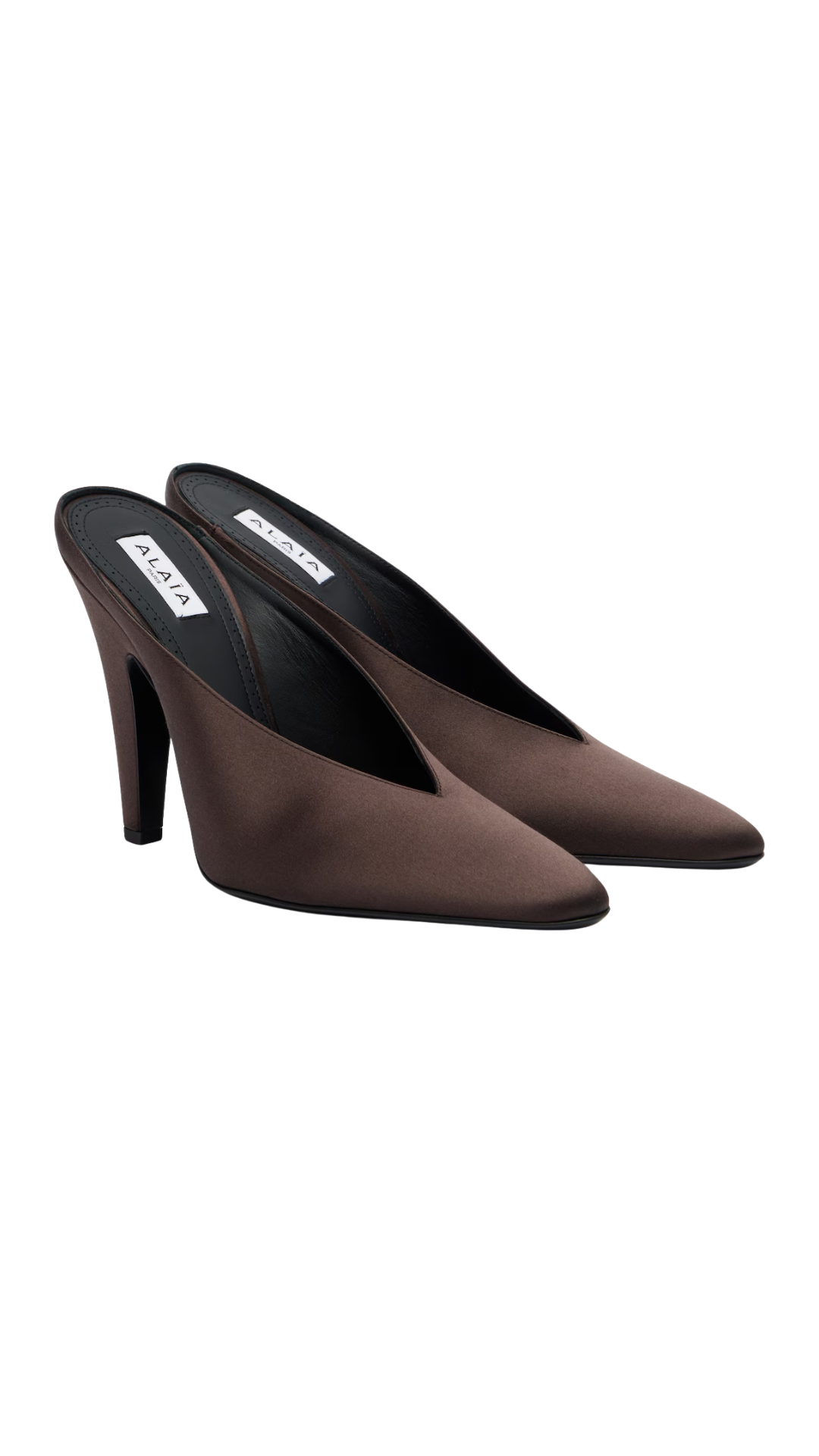 Cone Mules in Brown Satin