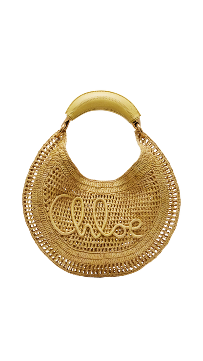 Summer Banana Hobo Bag in Yellow Raffia