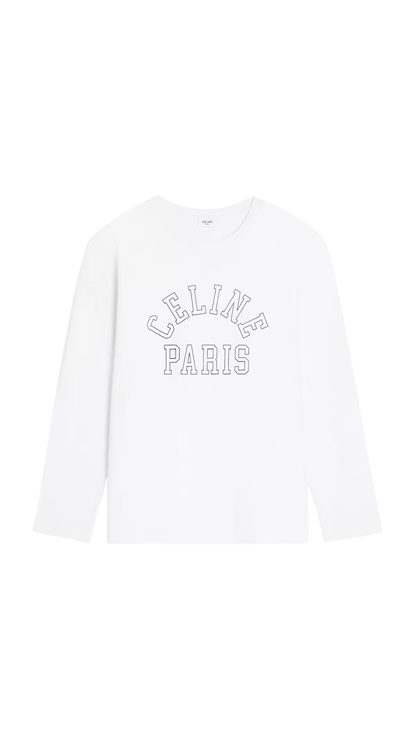 Long-Sleeved T-Shirt in Off White Cotton Jersey