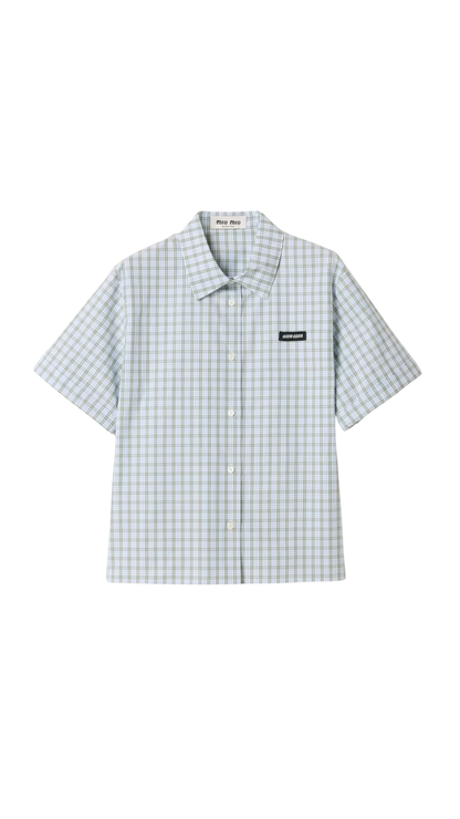 Checked Poplin Shirt White/Sage Green