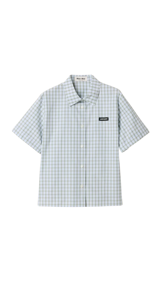 Checked Poplin Shirt White/Sage Green