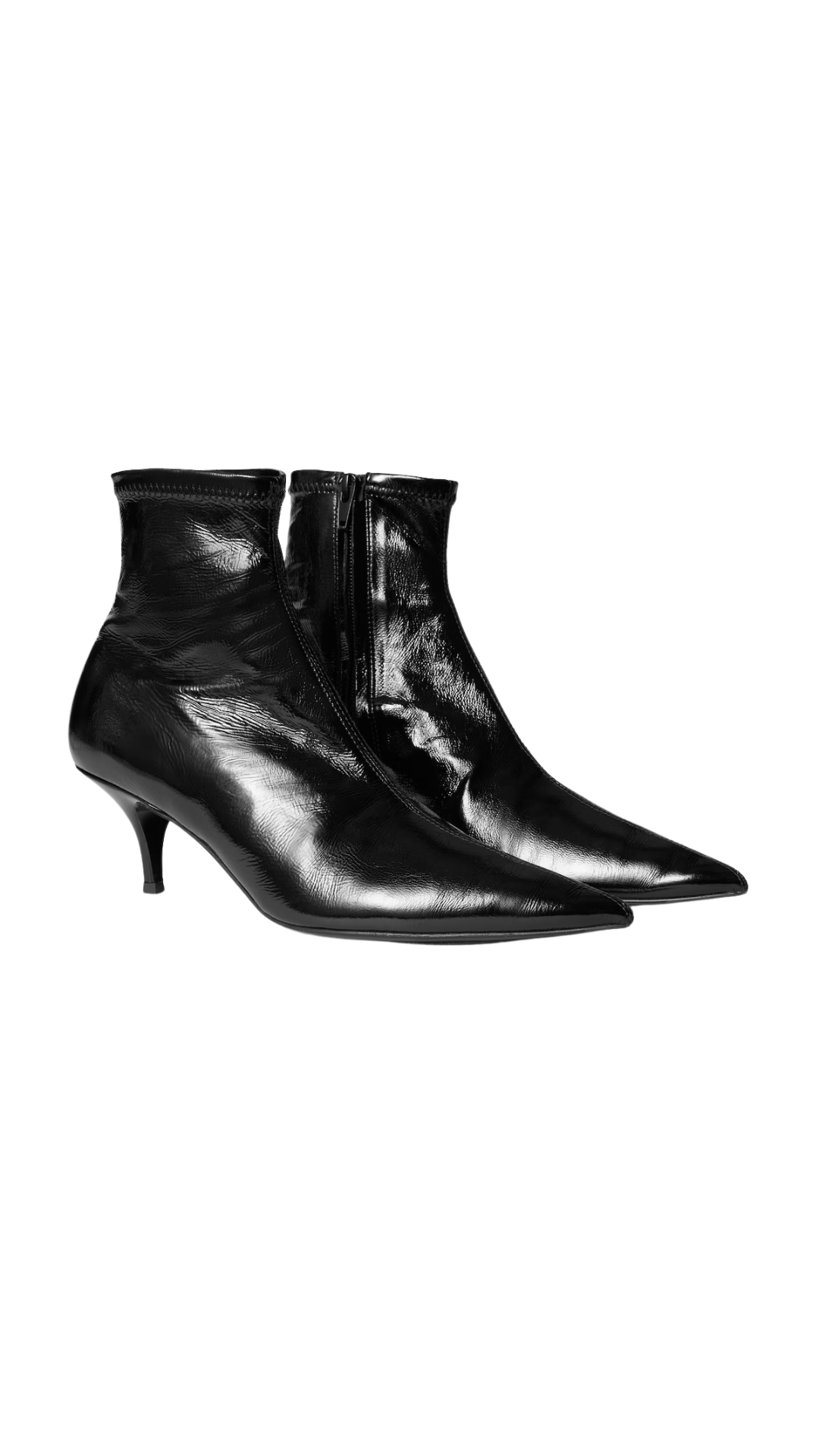 Shiny Leather Sock Booty in Black