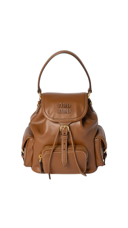 Leather Backpack in Cognac
