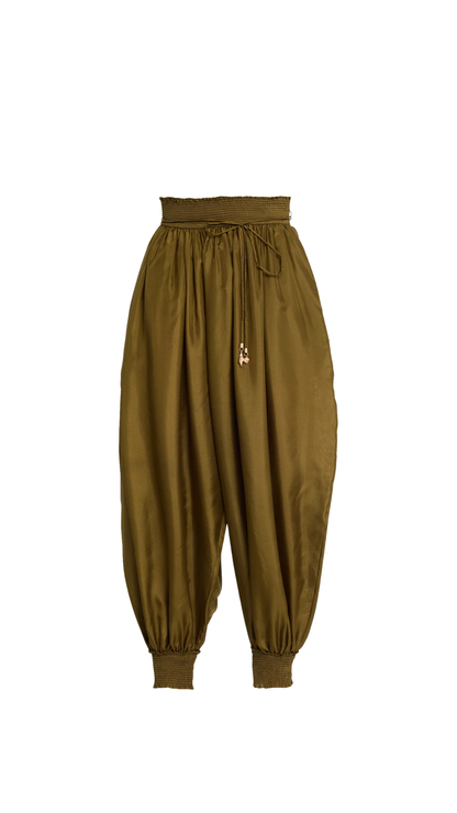 Mahon Silk Harem Pants in Green